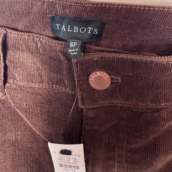 NWT Talbots Chocolate Corduroy Straight Leg Pants, Size 6 Petite - Picture 4 of 7
